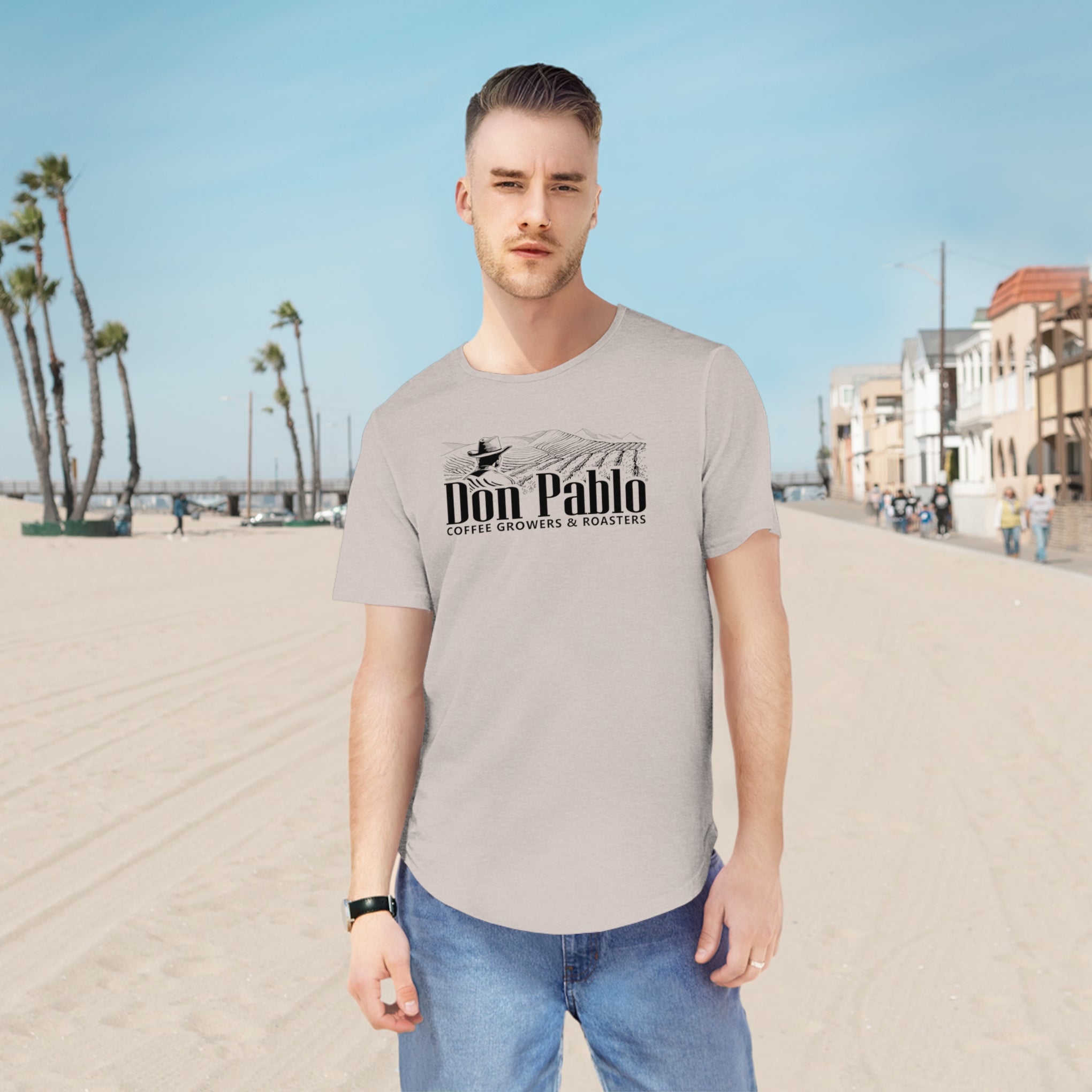 Don Pablo Coffee Cotton Curved Hem T-shirt