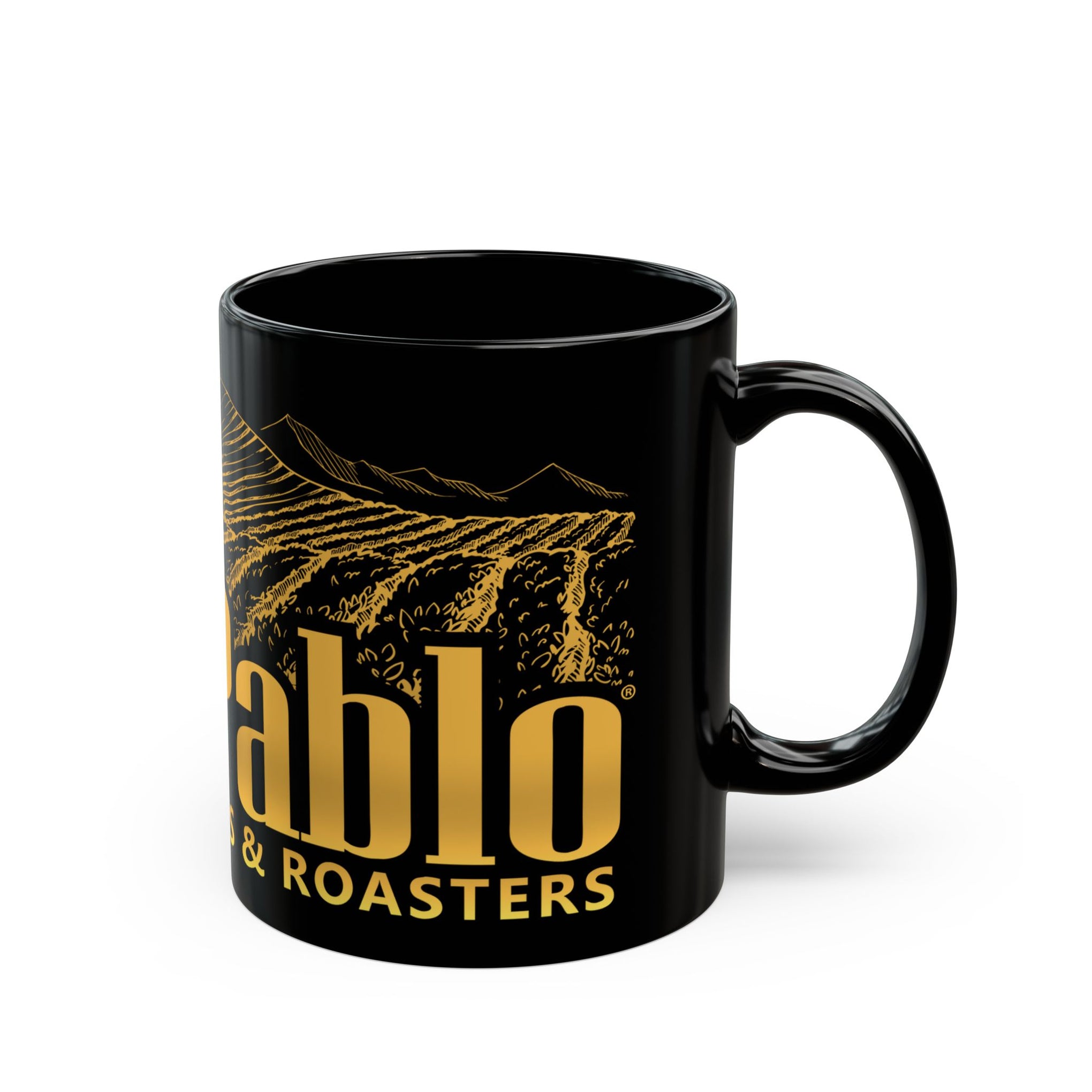 Don Pablo coffee black and gold ceramic coffee mug
