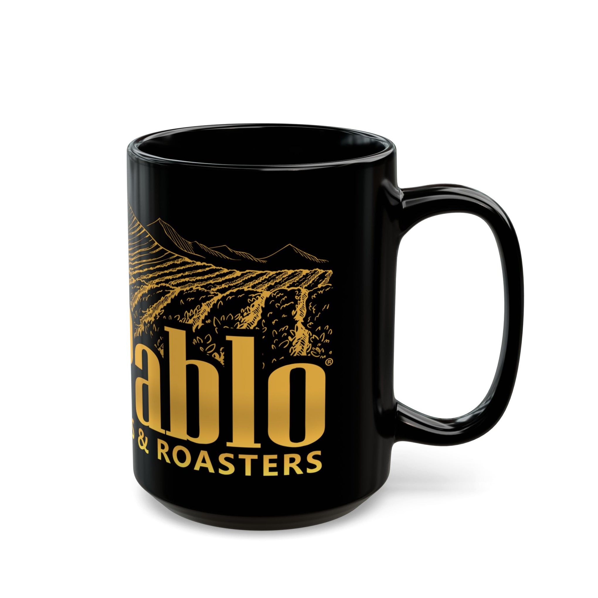 Don Pablo coffee black and gold ceramic coffee mug