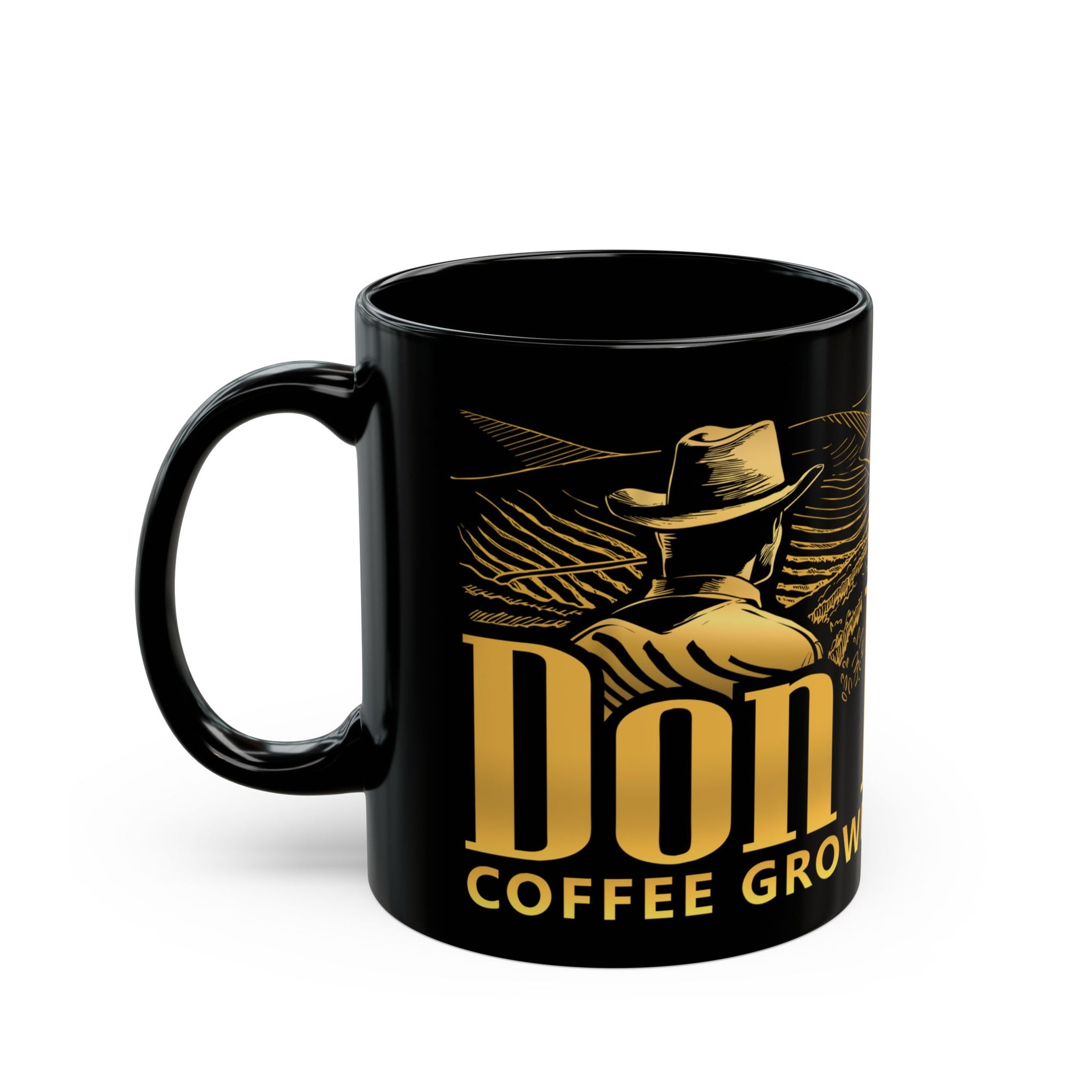 Don Pablo coffee black and gold ceramic coffee mug
