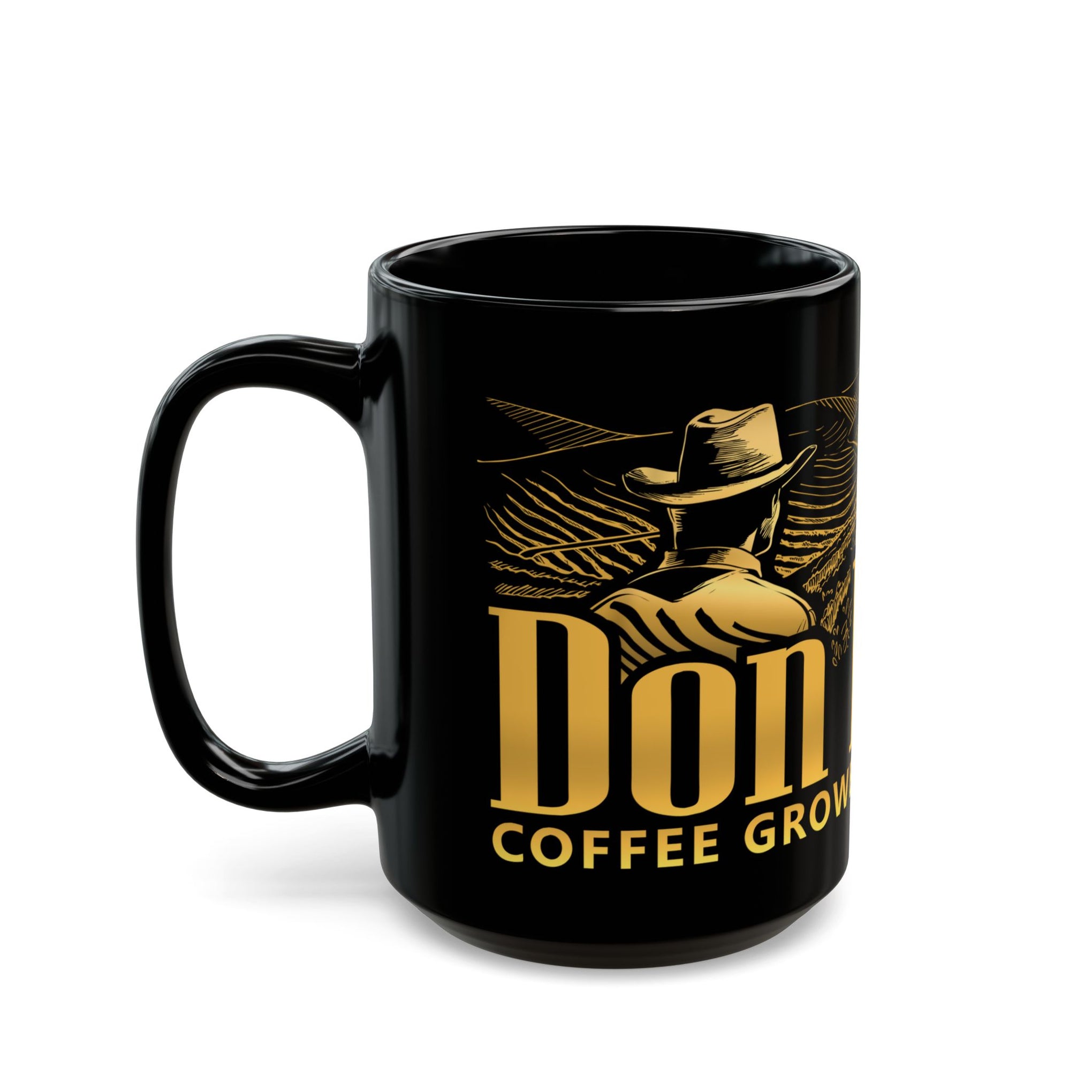 Don Pablo coffee black and gold ceramic coffee mug