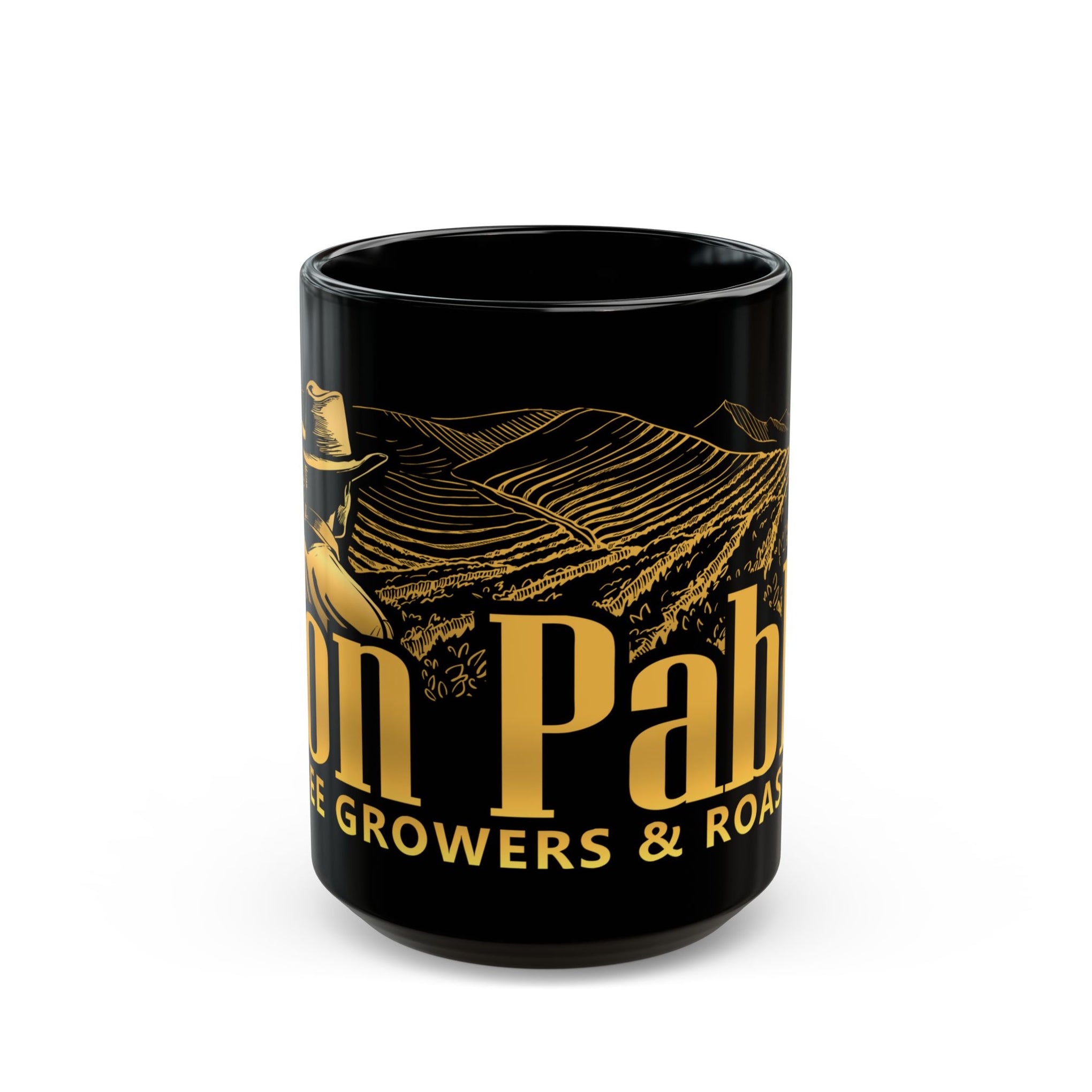 Don Pablo coffee black and gold ceramic coffee mug