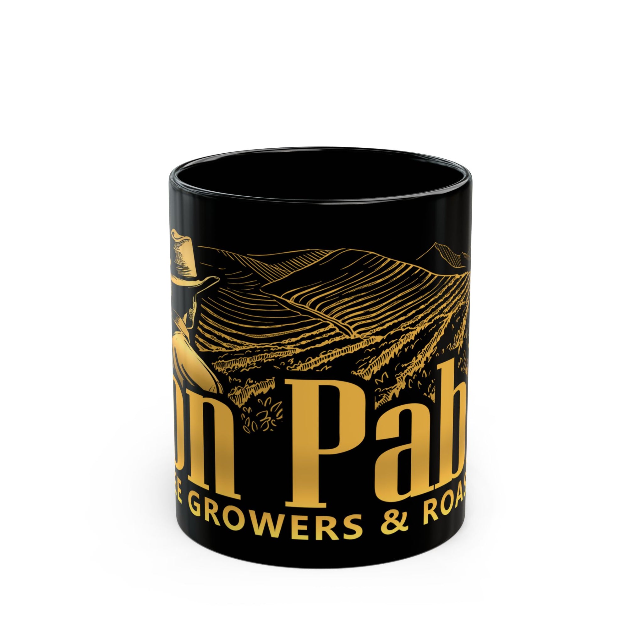 Don Pablo coffee black and gold ceramic coffee mug