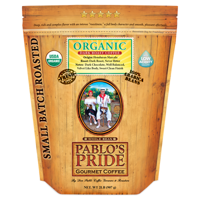 Pablos Pride Organic Dark Roast 2 lb Bag hide