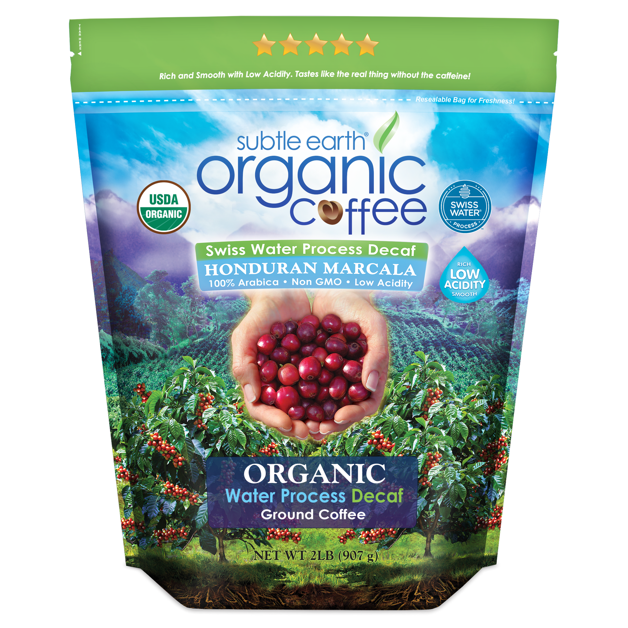 Subtle Earth Organic Water Process Decaf 2 lb Bag