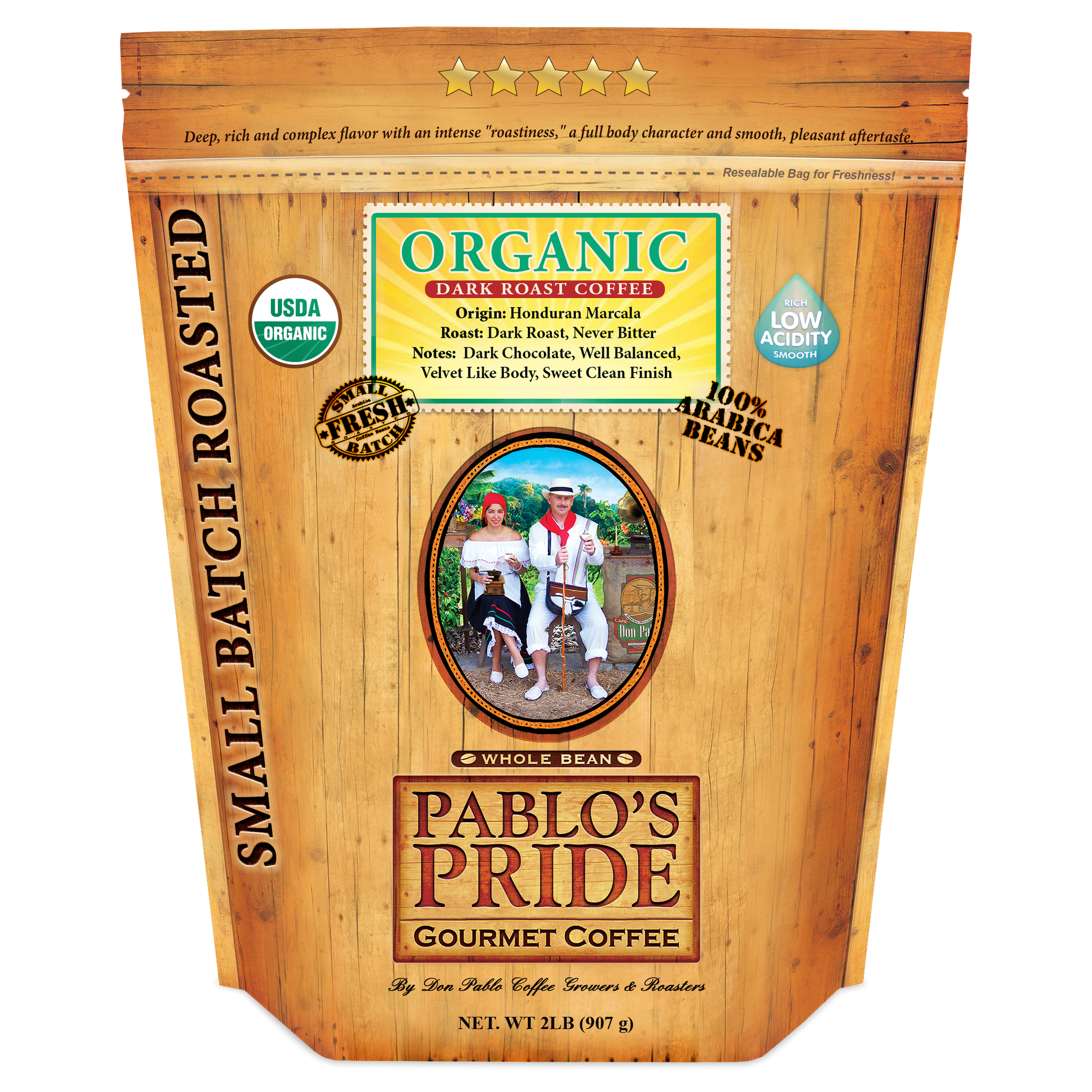 Pablos Pride Organic Dark Roast 2 lb Bag hide