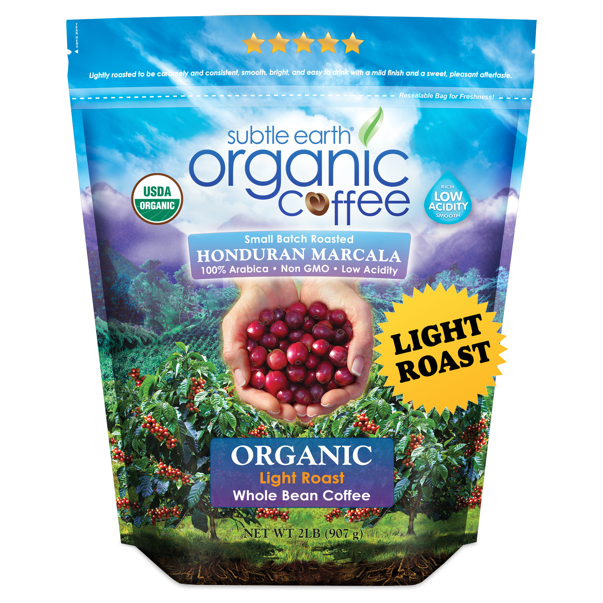 Subtle Earth Organic Light Roast Coffee 2LB Bag hide