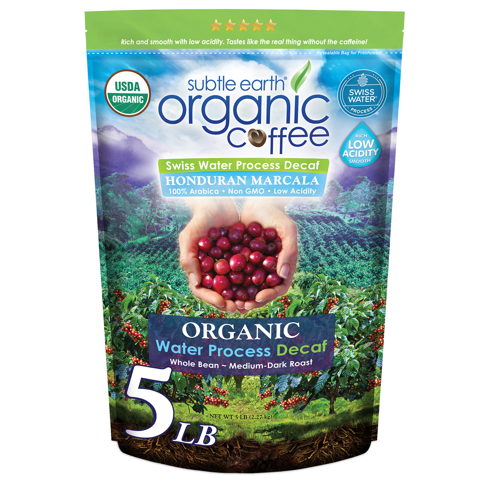 Subtle Earth Organic Water Process Decaf 5 lb Bag